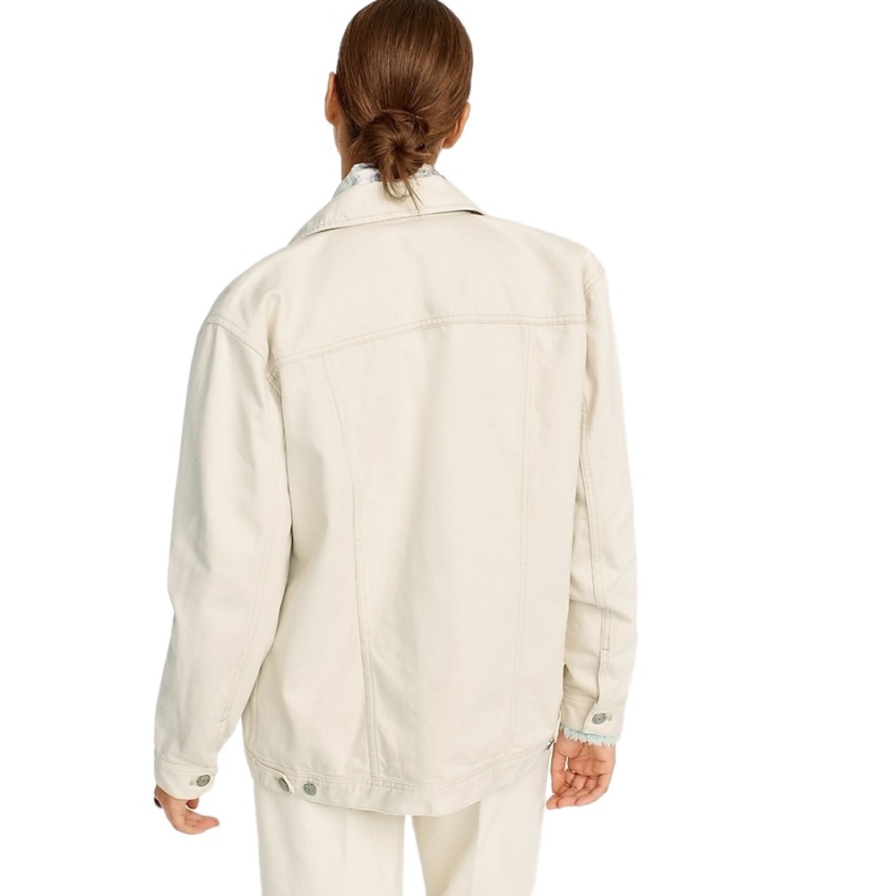 J.Crew Ecru relaxed denim jacket size large NWT - Picture 3 of 9